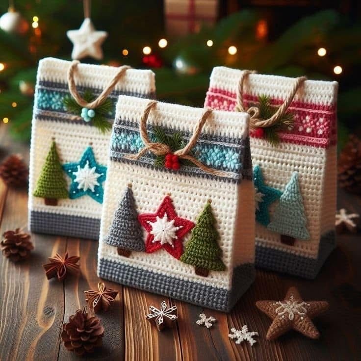 Sacos de Natal em Crochet