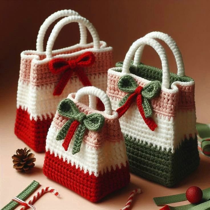 Sacos de Natal em Crochet
